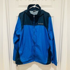 Columbia Sportswear Blue &Black Hooded Full Zip Jacket Size L (Rain Jacket)